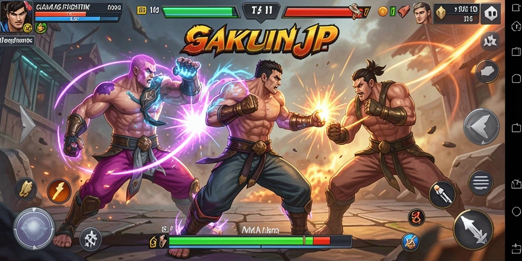 Tampilan seru gameplay AKUNJP dengan pertarungan yang menegangkan.