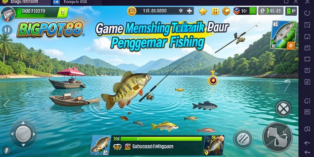 Tampilan gameplay menarik dengan aksi memancing yang mendebarkan.