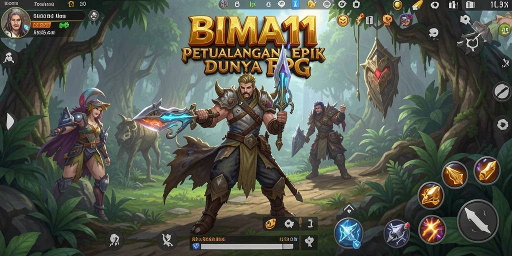Tangkapan layar menunjukkan aksi pertempuran seru dalam gameplay BIMA11.