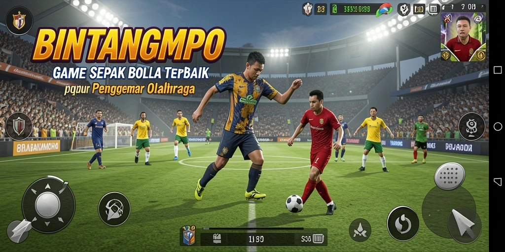 Tampilan gameplay BINTANGMPO yang mendebarkan dalam aksi sepak bola.