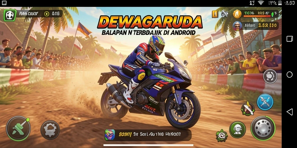 Tampilan gameplay balapan motor yang intens di DEWAGARUDA.