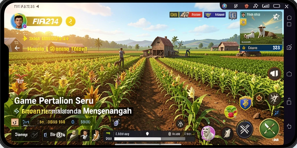 Screenshot gameplay FIFA234 menunjukkan aktivitas bertani yang seru.