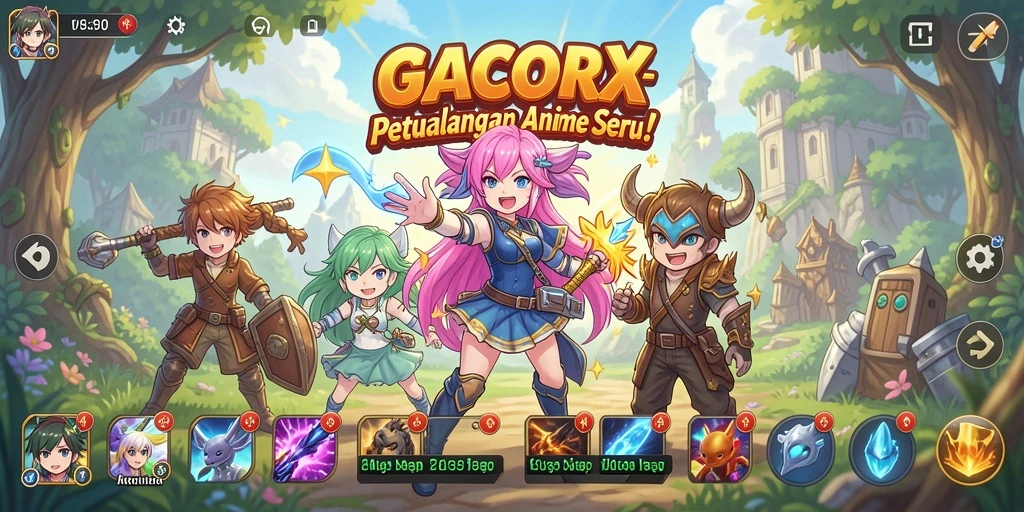 Tampilan gameplay GACORX yang penuh warna dan aksi seru.