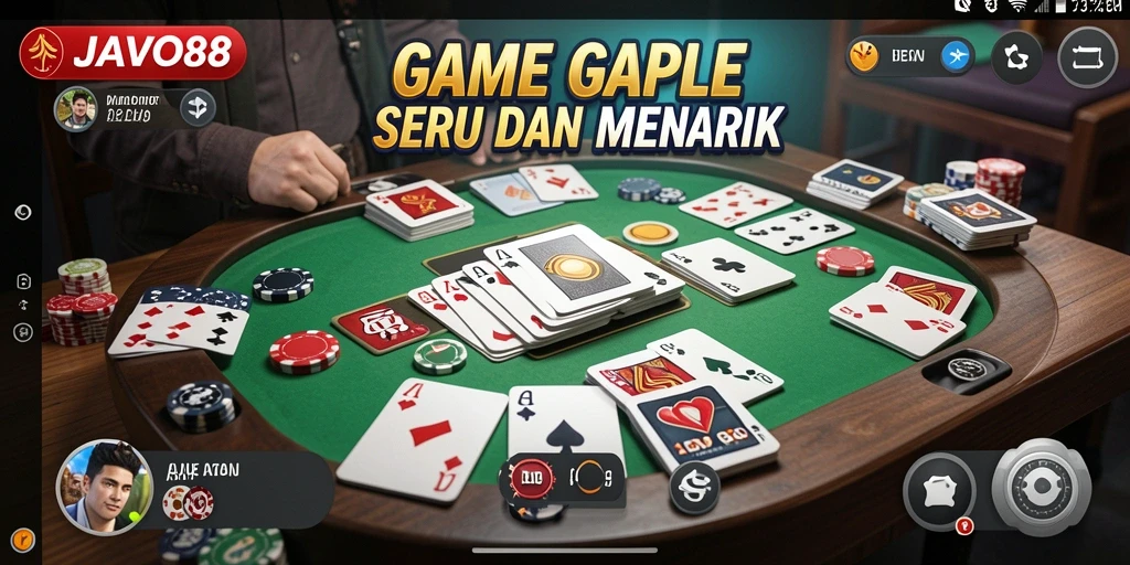 Tampilan gameplay JAVO88 yang menarik dan interaktif dengan sesama pemain Gaple.