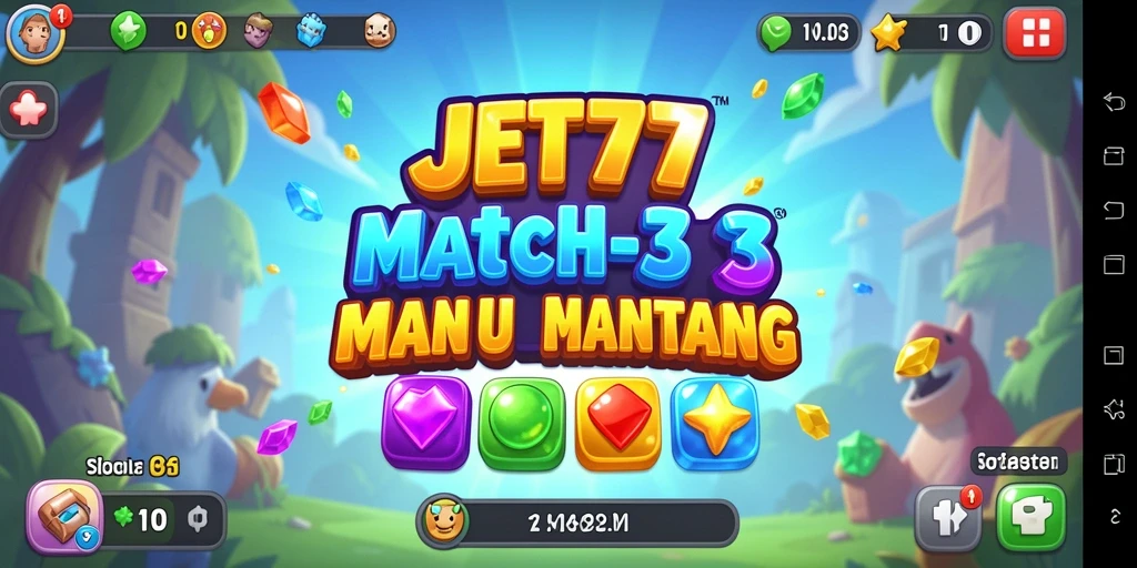 Tangkapan layar JET77 menunjukkan gameplay seru permainan Match-3.