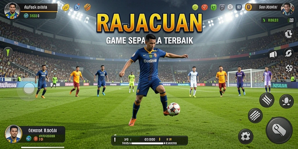 Tampilan menarik dari gameplay RAJACUAN dengan aksi sepak bola seru.