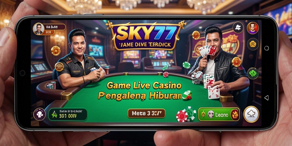 Menampilkan gameplay menarik dari <strong>SKY77</strong> dengan dealer langsung dan suasana kasino nyata.