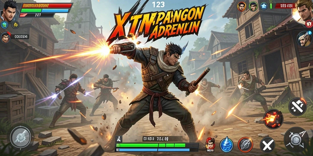 Tangkapan layar YY123 yang menunjukkan aksi seru dalam pertarungan.